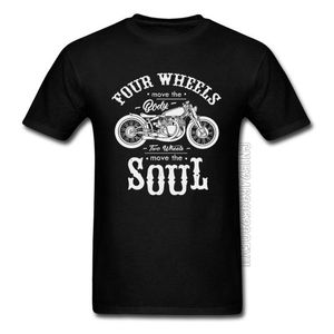 Camisetas para hombres Camisetas para hombre Vintage Motobike Rider Cycle Tops masculinos Tees Camiseta de motocicleta Negro Cuatro ruedas Mover el cuerpo Dos ruedas Alma 3C5R