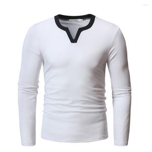 T-shirts pour hommes pour hommes V T-shirt Plain Slim Fit Slim Fit Casual Long Sleeve Basic Tees Tops Pullover H30