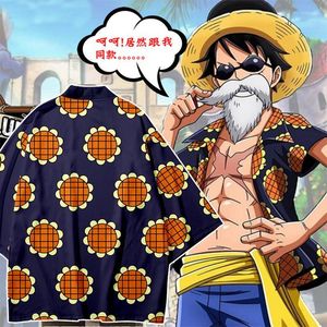Camisetas para hombre, mono D Luffy Haori, Kimono Dressrosa Corrida Colosseum, disfraces de Cosplay, camisa de girasol Sanji, camisetas informales