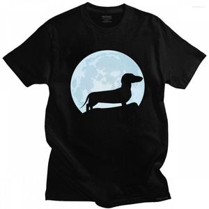T-shirts pour hommes Chemise d'amant de teckel de lune pour hommes T-shirt de loisirs en coton pré-rétréci O-cou à manches courtes Wiener Dog Tee Tops Vêtements Cadeau