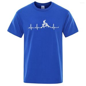 Camisetas para hombres Bike Bike Heartbeat Men Funny Dirt Men Tshirt Hip Hop Tops Casual Summer Street Camiseta de algodón de algodón de gran tamaño