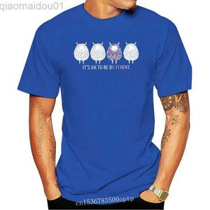 T-shirts pour hommes New Autism Sheep It's Ok To Be Different Men T Shirt Noir Coton S 4Xl L230713