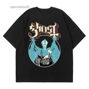 T-shirts masculins Nouveaux t-shirts fantômes de fantômes femmes surdimensionnées mode cool chanteuse London Fans Ess Summer Summer Sleeve Print Rock Plain Black Teesl2404