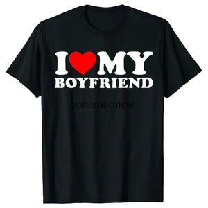 Camisetas para hombres Nuevo Amo a mi novio Ropa Novia Camiseta Así que por favor manténgase alejado de mí Divertido BF GF diciendo Cita San Valentín TopsH24220