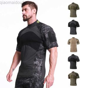 T-shirt da uomo New Outdoor Camicia tattica militare Manica corta Camo Cotone Uomo Quick Dry T-Shirt Outdoor Camping Caccia Abbigliamento Camicia da escursionismo L230713