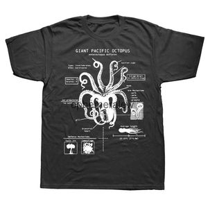 Camisetas para hombres Octopus Anatomy Patente Camiseta de la playa Camiseta de la playa Regalos del arte Marino Biología Cumpleaños T H240407