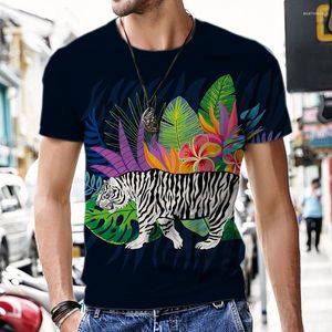 T-shirts pour hommes T-shirt surdimensionné Hommes Mode d'été T-shirt cool pour vêtements masculins Casual Harajuku Jungle Tiger 3D Imprimer Petit haut