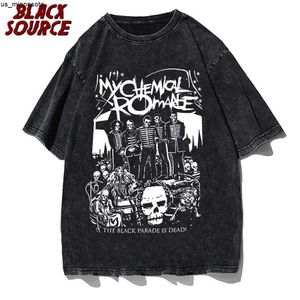 Camisetas de hombre Camiseta de gran tamaño My Chemical Romance Mcr Dead Camiseta de mujer Desfile negro Punk Emo Rock Moda de verano Top Ropa femenina J230419