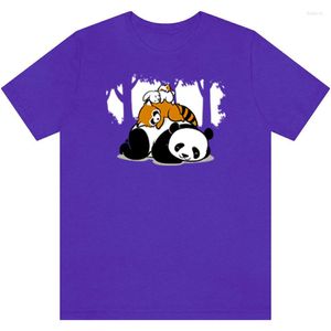 Camisetas para hombre, camisetas con diseño de Panda y animales rojos, camiseta para hombre, ropa de calle, camisetas de algodón de verano, camisetas