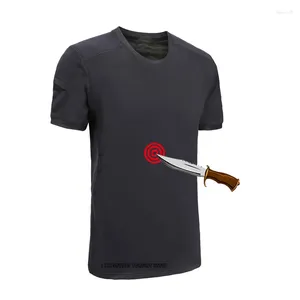 T-shirts pour hommes Protection personnelle Soft Thin Light Anti-Crevaison Anti-Couteau Armure solide T-shirt de sécurité Gilet Anti-coupure Sécurité