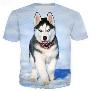 Camisetas para hombre, camiseta con estampado 3D de perro mascota Husky, camisetas de animales Harajuku para hombre y mujer, camisetas informales de moda de verano, ropa informal estilo Hip Hop