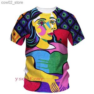 T-shirts pour hommes Picasso Peinture à l'huile Impression 3D HD Art Graffiti Personnalité Mode Hommes et femmes Col rond Manches courtes Street Casual T-shirt Q240201