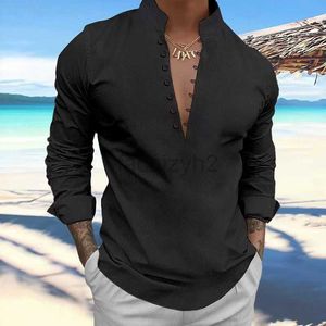 T-shirts masculins plus t-shirts Polos Nouveau coton et lin à col décontracté à collier de coton masculin Amazon