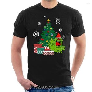 T-shirts pour hommes imprimés Funny Men Camiseta Slimer Around The Christmas Tree T-Shirt Masculina Women Tshirt