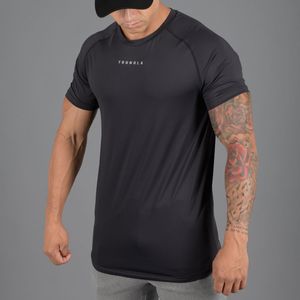 Camisetas para hombres Color puro Gimnasio Hombres Malla Poliéster Slim Manga corta Deportes Culturismo Fitness Entrenamiento para hombre Tees Tops