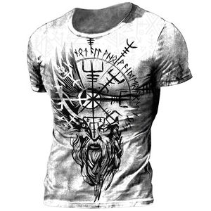T-shirts pour hommes Retro Viking Tattoo 3D Print T-shirts Summer Odin Crew Neck Loose Short Sleeve Casual Tops Tees T-shirts surdimensionnés 230503