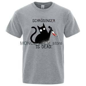 Camisetas para hombres Schrodinger está muerto gato negro camisetas hombres mujeres 100% algodón camiseta de gran tamaño Hip Hop camiseta suelta ropa moda casual topsh24129