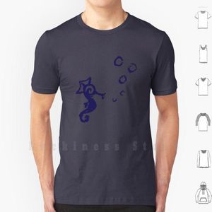 Camisetas para hombre, camiseta con estampado de caballito de mar, camiseta fresca de algodón, dibujo lineal de garabatos, patrón de dibujo en espiral, forma abstracta