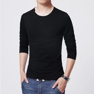 T-shirt à manches longues pour hommes, fin, coupe cintrée, couleur unie, sur vêtements vierges, printemps et automne