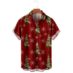 Camisetas para hombres Camisa Hombres Elásticos para hombre Impreso Navidad Manga corta Botón Down Beach Designer Floral Blusa larga