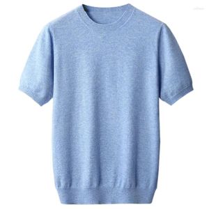 T-shirts pour hommes printemps et automne pull en laine pure T-shirt en vrac tricoté en cachemire veste de couleur unie