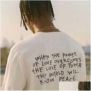 T-shirts pour hommes Streetwear Peace Love Letter Imprimé Hommes T-shirt Droits de l'homme Graphic Tee Cotton Pover Of Inspirational Quotes Grunge Dh9Y0