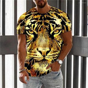 T-shirts pour hommes Summer Animal Tiger Graphic Print T-shirts pour hommes O Collar Loose Short Sleeve Male Tops Streetwear Casual Tees Vêtements 6XL