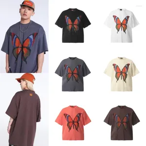 Camisetas para hombres Diseñador de verano Hombres Mujeres Pintura al óleo Impresión de mariposa Manga corta Pareja High Street Tee