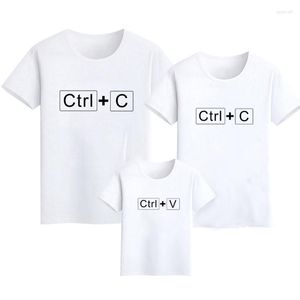 T-shirts pour hommes, vêtements d'été assortis pour la famille, T-shirt imprimé avec texte Ctrl C et V, vêtements pour père, mère, fils et fille
