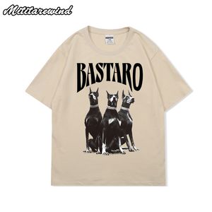 Camisetas para hombres Summer High Street Trendy Dogs Print T-shirts Hombres Casual Loose Tops Oversize Hip Hop Streetwear Pareja Pure Cotton Vibe 230712