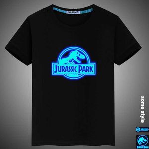 T-shirts pour hommes Été Lumineux Jurassic Period Park Prints Casual Enfants Filles Garçons Coton T Shirt Tops Tees Hommes Femmes Famille Tshirt Z230706