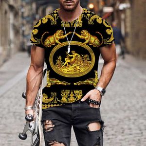 T-shirt da uomo Estate Luxury Baroque Style Stampa 3D Uomo Donna T-shirt Poliestere di alta qualità O-Collo Manica corta Magliette larghe T-shirt oversize T230103