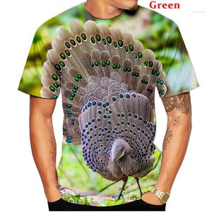 Camisetas de verano para hombre, camiseta informal con estampado 3D de pavo real, camisetas de manga corta para hombre y mujer