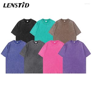 Camisetas para hombres Verano Hombres Lavado Color Sólido Llano Vintage Oversize Algodón Camisetas Básicas 2023 Streetwear Harajuku Casual Tops Tees