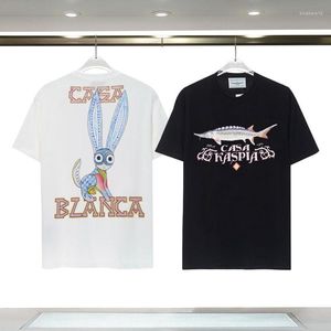 Camisetas de verano para hombre, camisetas con estampado de peces, Logo de letras, camisetas de algodón de manga corta Hip Hop para hombres y mujeres