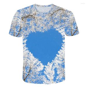 Camisetas para hombres Montañas y ríos de verano Camiseta gráfica Impreso en 3D Hombres Mujeres Unisex Patrón de paisaje natural Camisetas Ropa casual hermosa