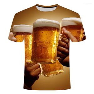 T-shirts pour hommes été nouveauté 3D T-shirt tasse bière impression Hip Hop col rond manches courtes hommes et femmes haut en gros