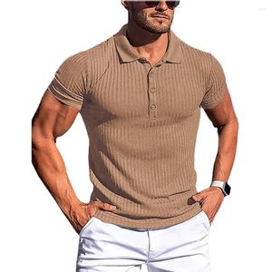 T-shirts pour hommes Polo d'été Hommes Solid Stripe Fitness Élasticité Manches courtes pour la mode Col montant Hommes