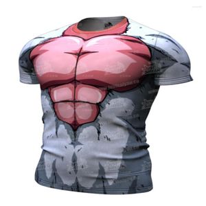 T-shirts pour hommes Summer Running Fitness Top Impression de compression Anime T-shirt à manches courtes Cool Funny