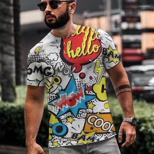 Camisetas de hombre Venta de verano Camisetas sueltas de gran tamaño Estampado de graffiti mixto de manga corta