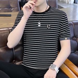 Men's T Shirts Summer Short-sleeved Korean Cotton Striped Half-sleeved T-shirt Trend Boys Wholesale Fashion Brand
