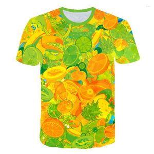 Camisetas para hombres Tops de verano 2023 Camisa de mujeres/hombres 3d naranja piña limón dibujos animados estampado de manga corta divertida camiseta linda camiseta