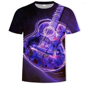 Camisetas de verano para hombre, instrumento Musical a la moda, patrón de guitarra, camiseta informal holgada de Boutique para la playa, camiseta para hombre