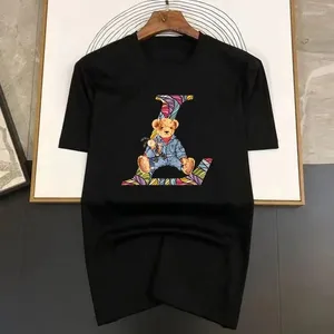 Camisetas para hombre, camiseta de manga corta de algodón con estampado de patrones para caminar de verano para mujer, camiseta de moda de alta calidad con dibujos animados