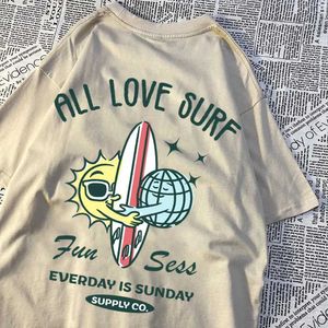 T-shirts masculins Soleil et Terre tous aiment surf Men de surface Tshirt surdimensionné surdimension
