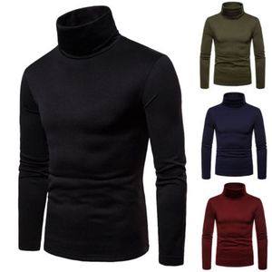 Hommes T-shirts Chandails Hiver Automne Col Roulé À Manches Longues Plaine Stretch Kintted Pulls De Base Tops Slim Fit Mode Hommes Chandail 221117