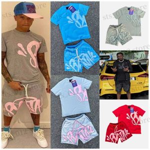 T-shirts pour hommes Syna World T-shirt Set T-shirts pour hommes Court Rouge Gris Bleu Rose Designer Streetwear Entrée Iconic Rope Tee S-XL T240326