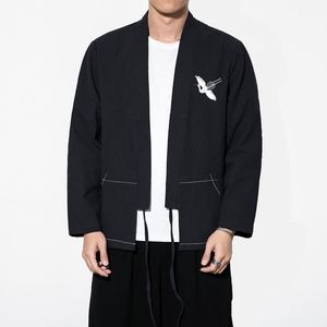 Camisetas de hombre Tang Suit Chaquetas Abrigo Hombre Algodón Lino Bordado Hanfu Hombre Tradicional Taoísta Túnica Ropa China Retro Novedad Vestir