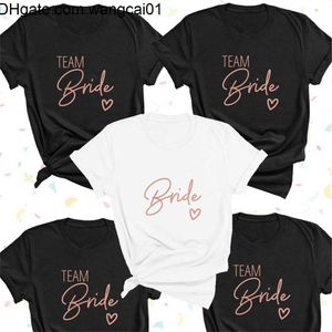 Camisetas masculinas Team Bride Love Heart T Shirt Estética Estética de la novia Camiseta de escuadrón de la novia Mujeres Ulzzang Fiesta de bodas 1SS8 4103