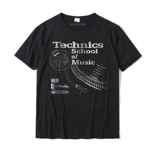 T-shirts masculins Technics School of Music T-shirt tops t-shirts Jour de Noël jouer Camisa Cotton Mens T-shirts Classic Livraison gratuite J240506